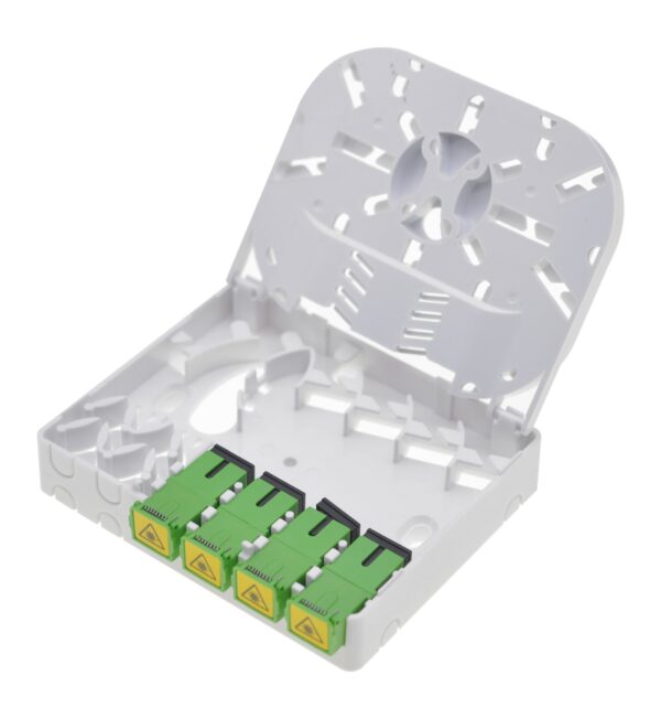 Scatola di connessione indoor FTTH per 4 fibre SC-APC a muro o guida Din - immagine 4