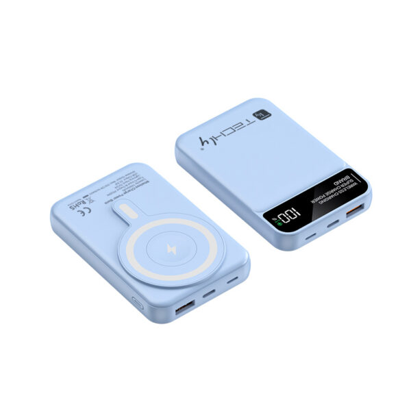 Power Bank Wireless Magnetico 3 in 1 con LED 10.000 mAh 22,5W Azzurro - immagine 3