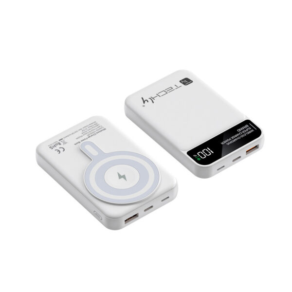 Power Bank Wireless Magnetico 3 in 1 con LED 10.000 mAh 22,5W Bianco - immagine 3