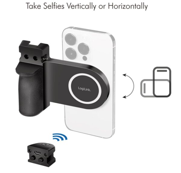 Impugnatura Magnetica per Smartphone con Telecomando Wireless e Luce a 3 Livelli di Luminosità - immagine 3