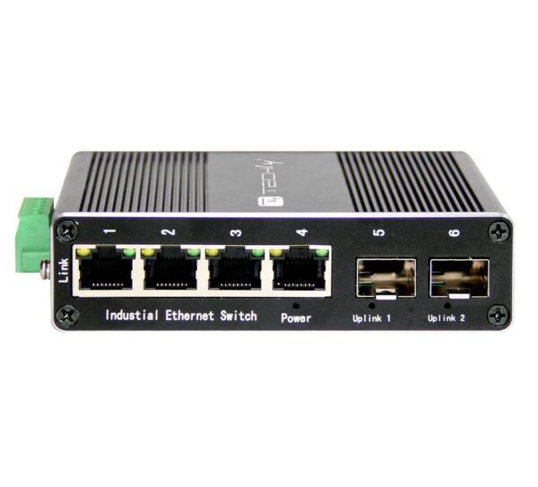 Convertitore Ethernet Industriale Gigabit 4 porte RJ45 a 2 porte SFP Non Gestito - immagine 3