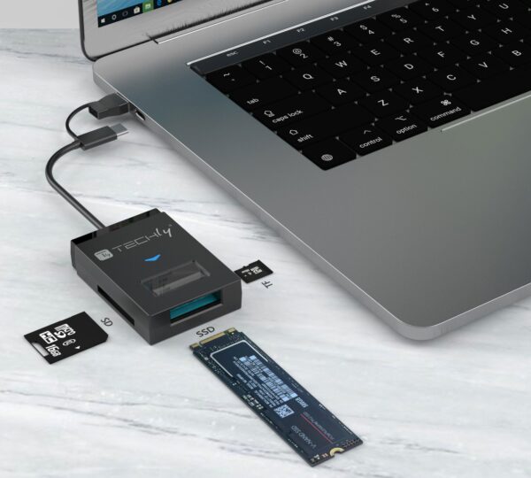 Adattatore USB-A/USB-C™ a NVME/SATA M.2 con Lettore Memorie SD/TF - immagine 3