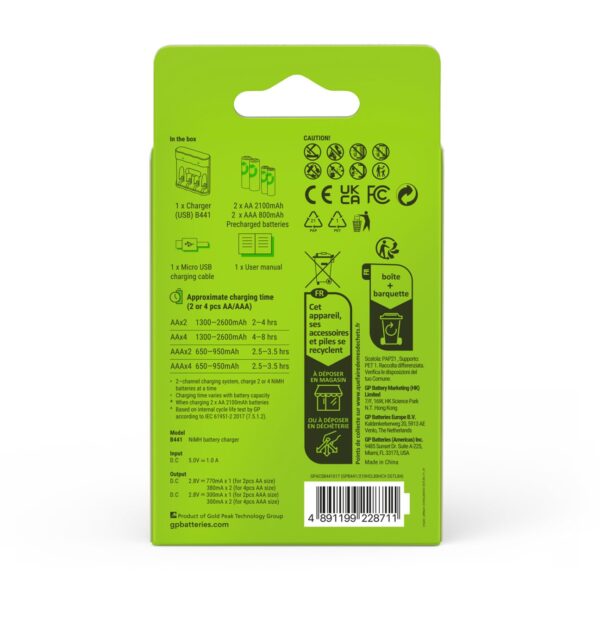 Caricabatterie per AA e AAA con 2 Batterie AA e 2 Batterie AAA Incluse - immagine 3
