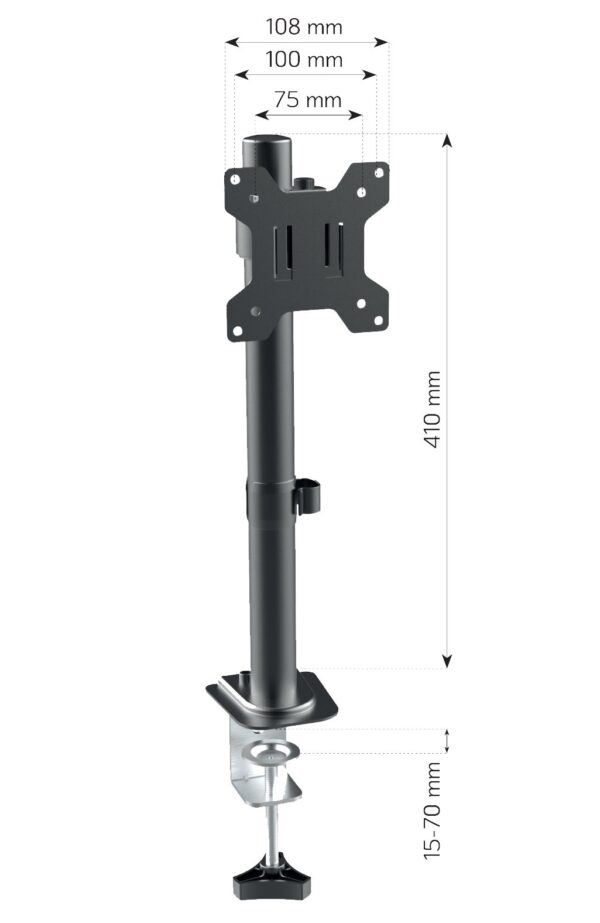 Supporto da Scrivania con Morsetto per Monitor 13-32'' Braccio Corto Inclinabile - immagine 3