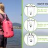 Sacca Impermeabile 20L Dry Bag con Tracolla Regolabile Fucsia - immagine 3