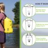 Sacca Impermeabile 20L Dry Bag con Tracolla Regolabile Giallo - immagine 3