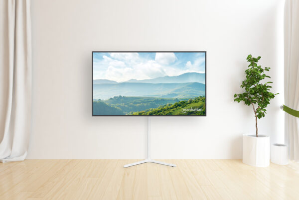 Supporto a Pavimento per TV Girevole Portatile Regolabile in Altezza - immagine 3