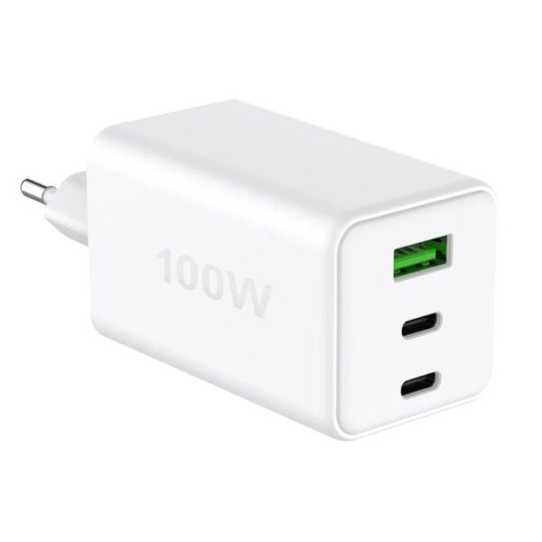 Caricatore Alimentatore GaN 100W 2x USB-C™ 1x USB-A Power Delivery Fast Charger Bianco - immagine 3