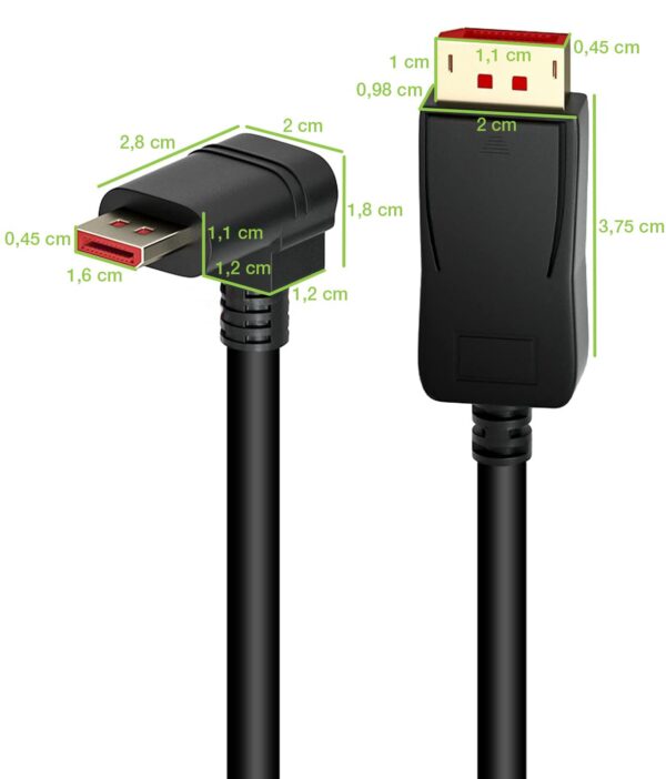 Cavo Audio/Video DisplayPort 1.4 8K M/M Angolato 90° 1m Nero - immagine 3