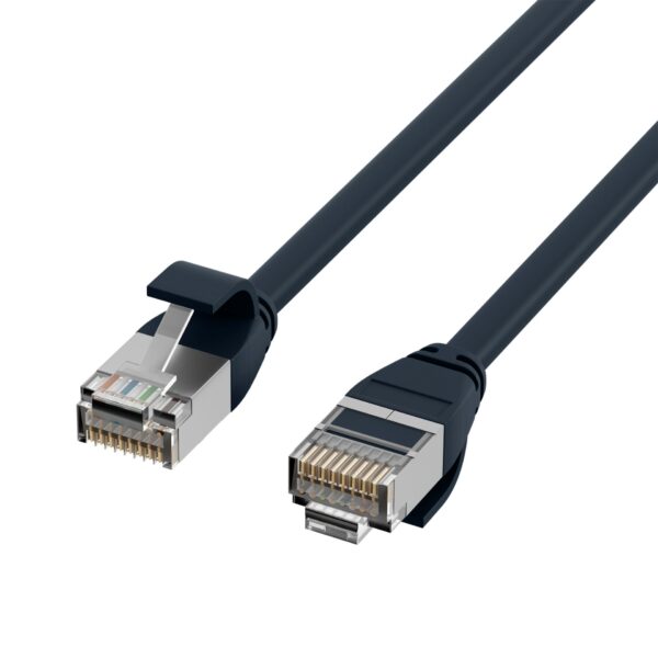 Cavo di Rete Patch in Rame Cat.6A U/FTP TPE 4mm Ultraflex Nero 0,25m - immagine 3