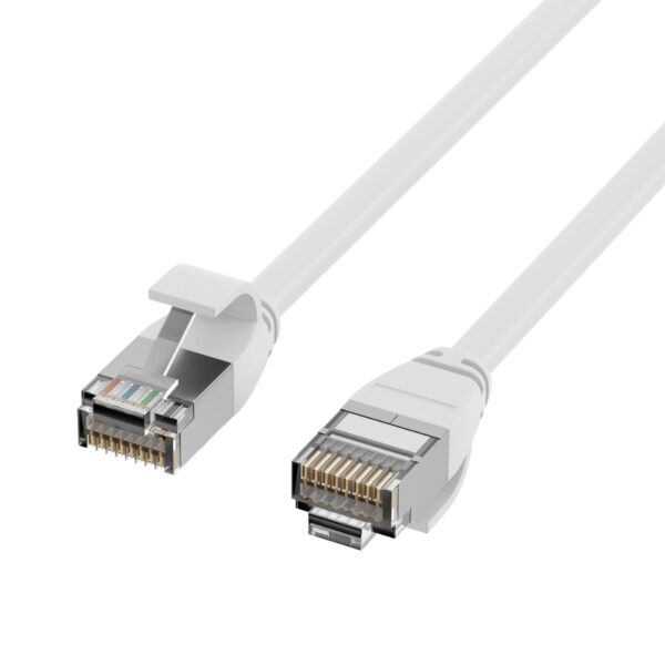 Cavo di Rete Patch in Rame Cat.6A U/FTP TPE 4mm Ultraflex Bianco 0,25m - immagine 3
