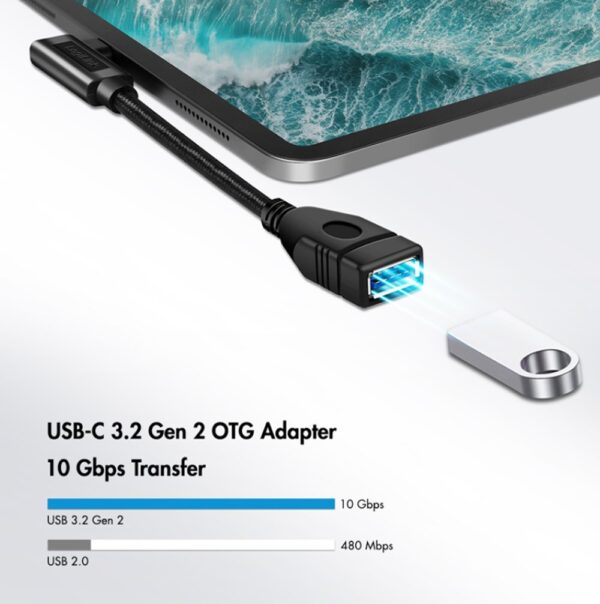 Cavo USB 3.2 Gen2 OTG USB-C™ Maschio Angolato a USB-A Femmina 0,2 m - immagine 3