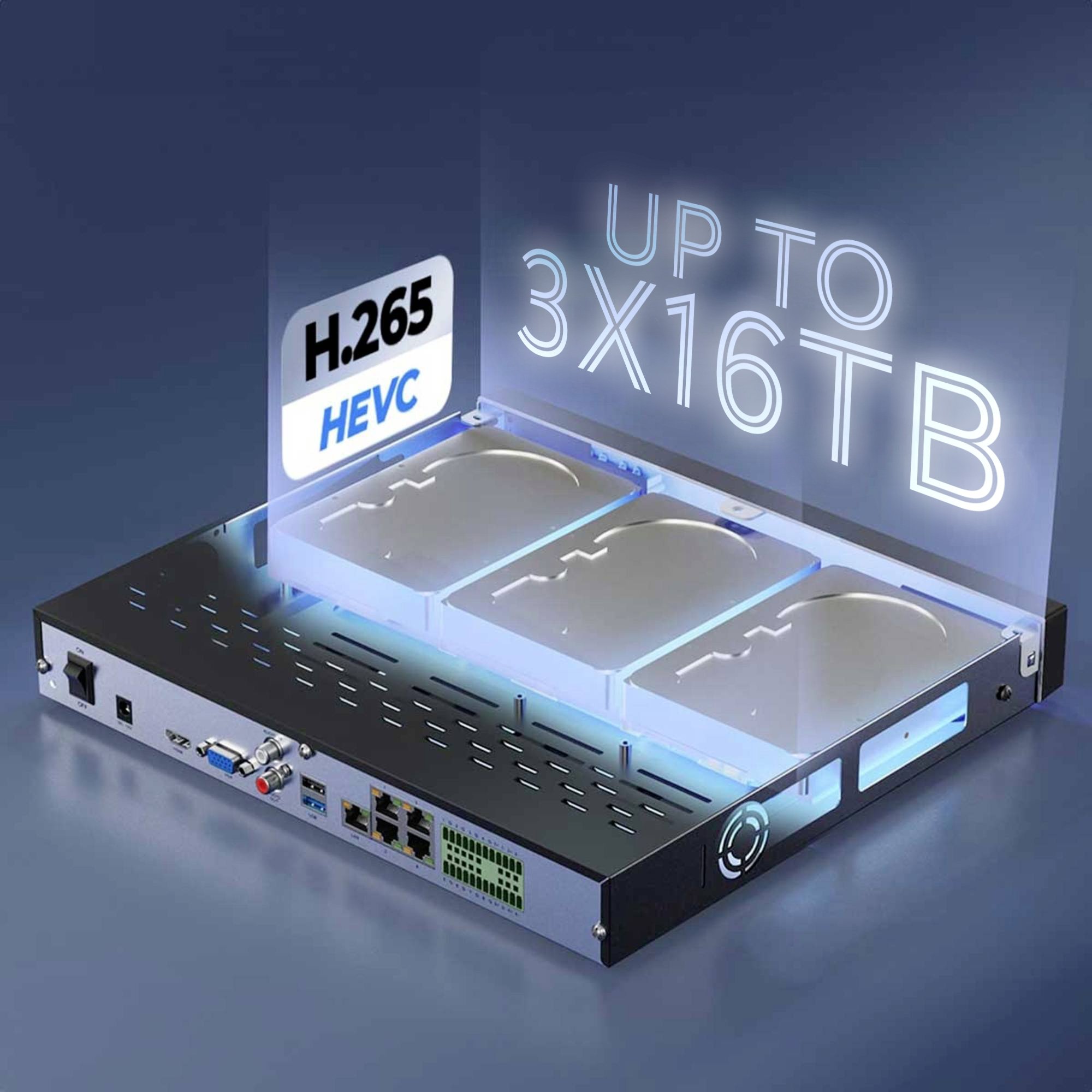 Videoregistratore NVR 36CH 16 MP 48 TB con HDMI e VGA, NVS36 - immagine 3