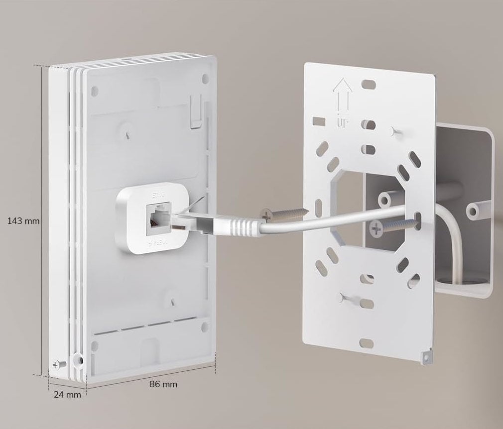 Punto di Accesso Wireless WiFi 6 Gigabit Dual Band AX3000 Poe con Supporto Mesh, a Muro, AP3000W - immagine 3