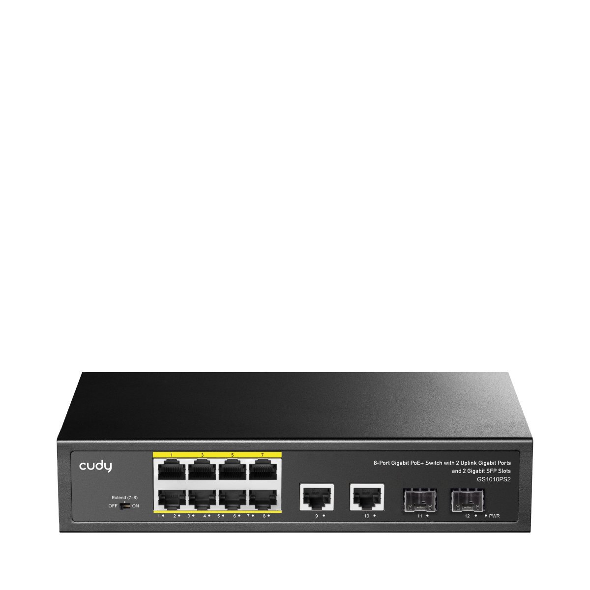 Switch Gigabit PoE+ 8 Porte con 2 Uplink GBE e 2 Gigabit SFP, GS1010PS2 Nero - immagine 3
