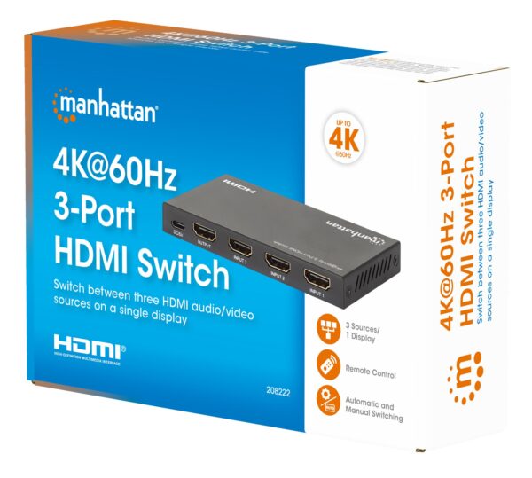 Switch HDMI 4k@60Hz 3 porte - immagine 2