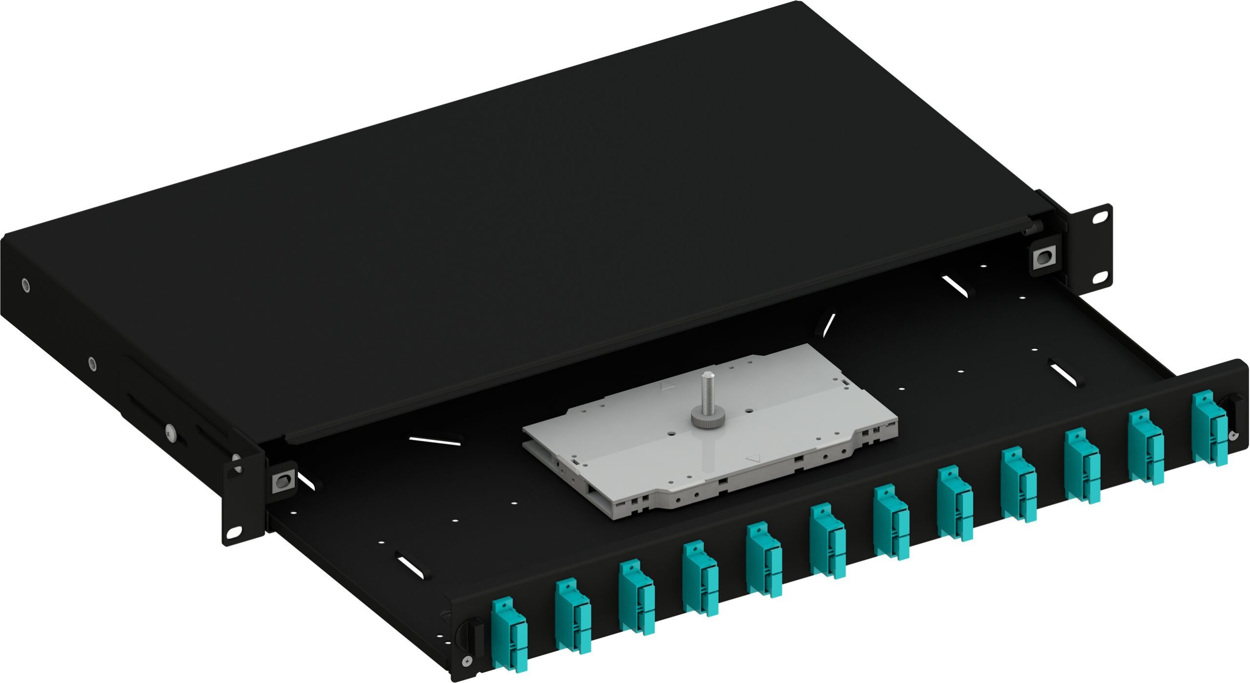 Cassetto Ottico 19'' Scorrevole con 12 Bussole SC Duplex Multimodale OM3 Nero - immagine 2