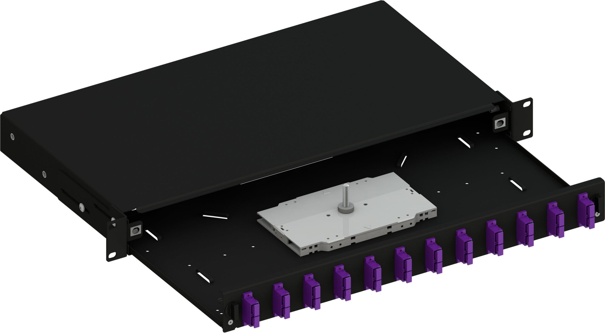 Cassetto Ottico 19'' Scorrevole con 12 Bussole SC Duplex Multimodale OM4 Nero - immagine 2