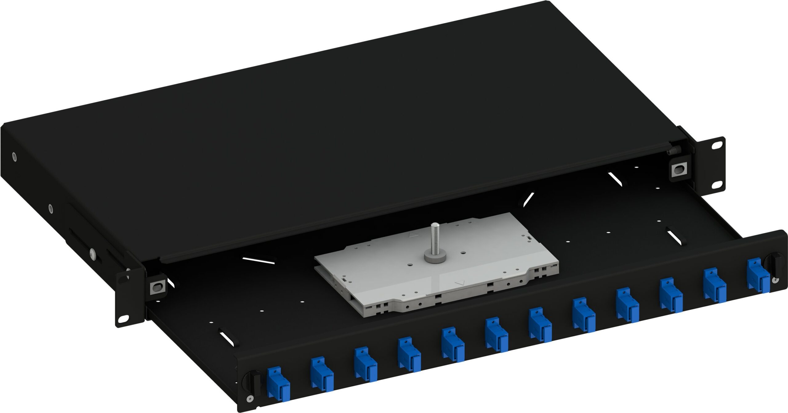 Cassetto Ottico 19'' Scorrevole con 12 Bussole SC Simplex Monomodale Nero - immagine 2