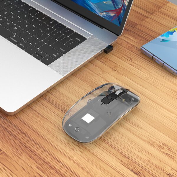 Mouse Ottico Wireless 800-1600 dpi con Micro Ricevitore USB Nero Trasparente - immagine 4