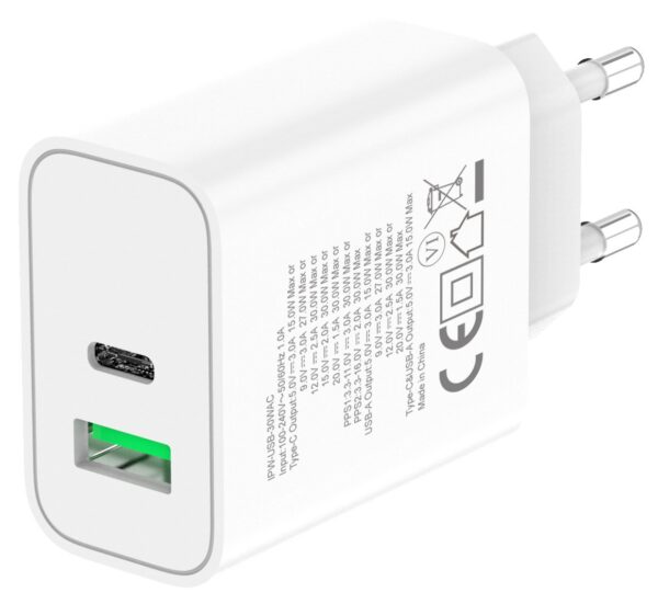 Caricatore Alimentatore USB-C™ 30W e USB-A QC3.0 da Muro - immagine 2