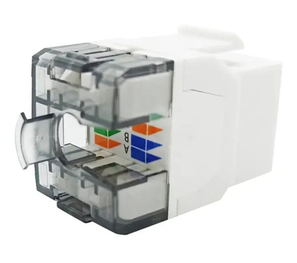 Frutto Keystone RJ45 Cat.6 UTP 180° Toolless Bianco - immagine 3