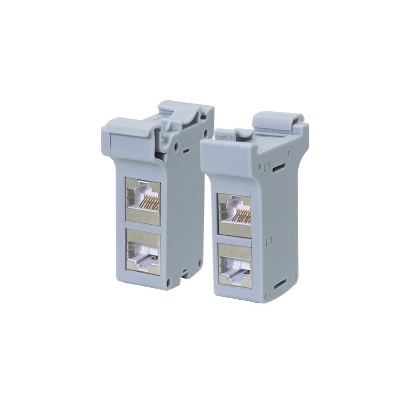 Adattatore per Guida DIN con 2 Accoppiatori Cat.6A RJ45 F/F, Schermato - immagine 3