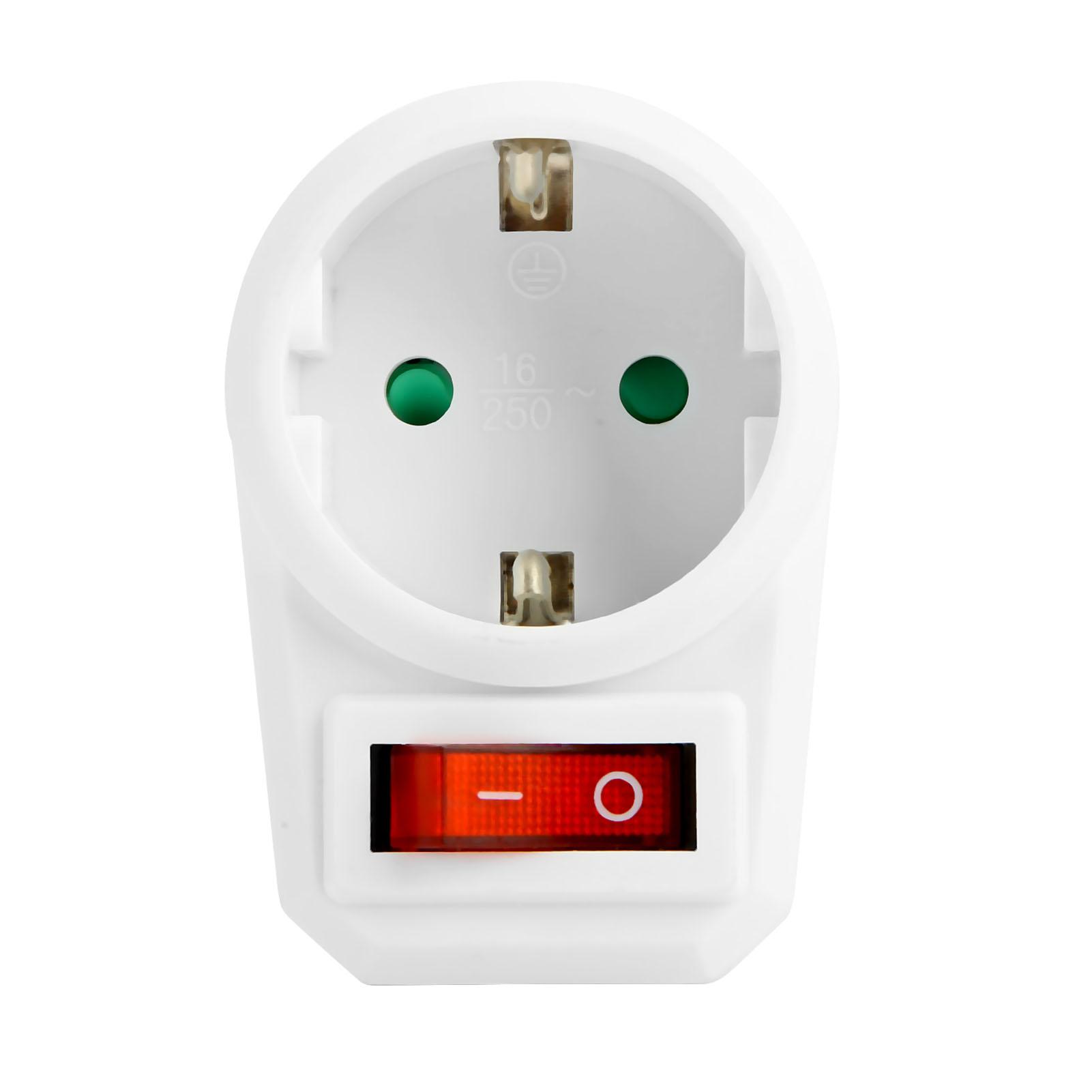 Adattatore con Presa Schuko CEE 7/4 con Interruttore Bianco - immagine 3