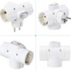 Adattatore Triplo Schuko Spina 2P+T 3 Prese 16A Bianco - immagine 3