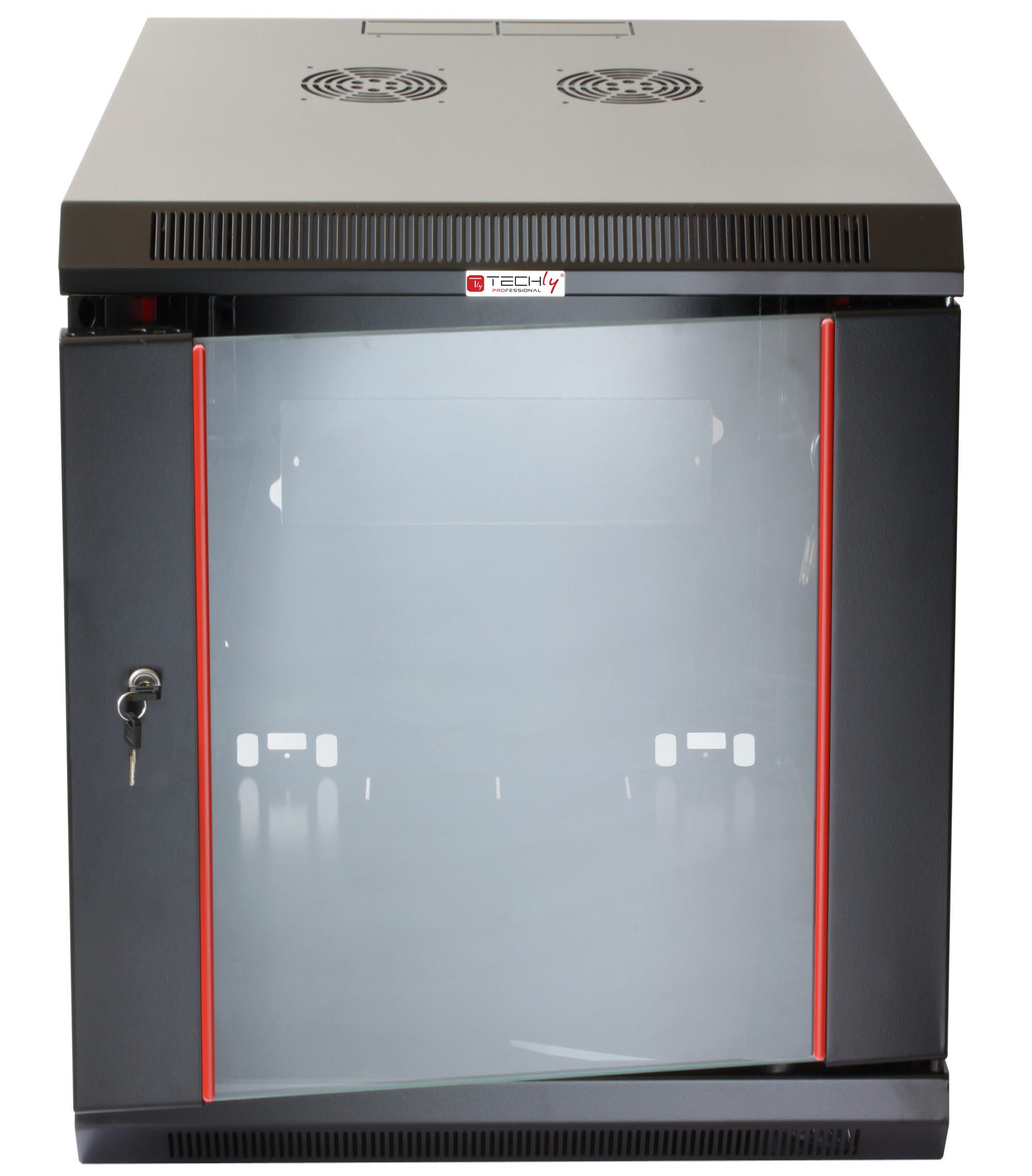 Armadio Rack 19'' a muro 20 unit&agrave; sezione unica prof. 450mm Nero - immagine 2