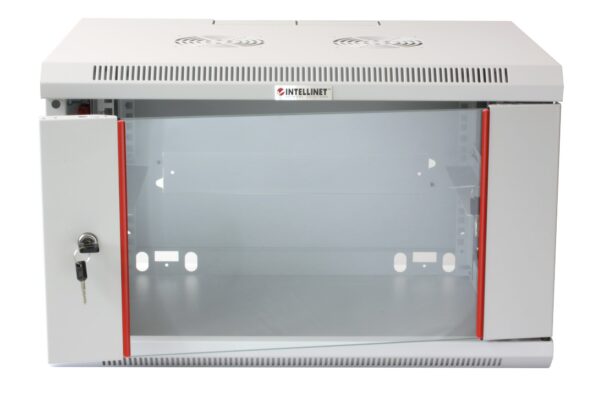 Armadio Rack 19'' a muro 6 unità sezione unica prof. 450mm Grigio - immagine 3
