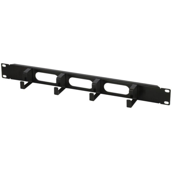 Pannello Passacavi 4 Anelli Corti in Metallo 3 Fori 1U Nero - immagine 2