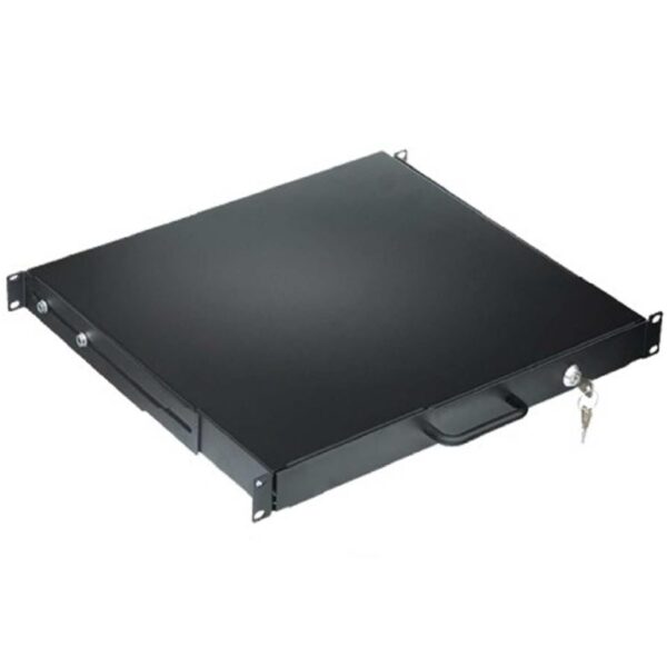 Cassetto Porta Tastiera 1U per Armadi Rack 19'' con Serratura Nero - immagine 3