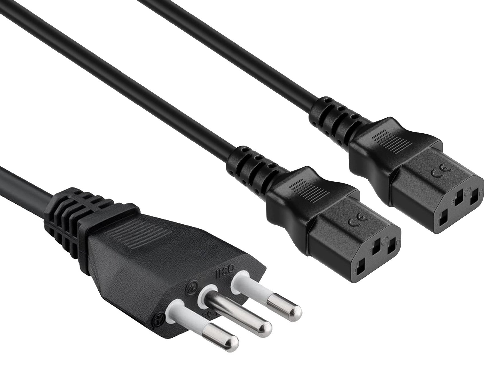 Cavo alimentazione 2 C13 (F) a italiana 1,8 mt nero - immagine 3