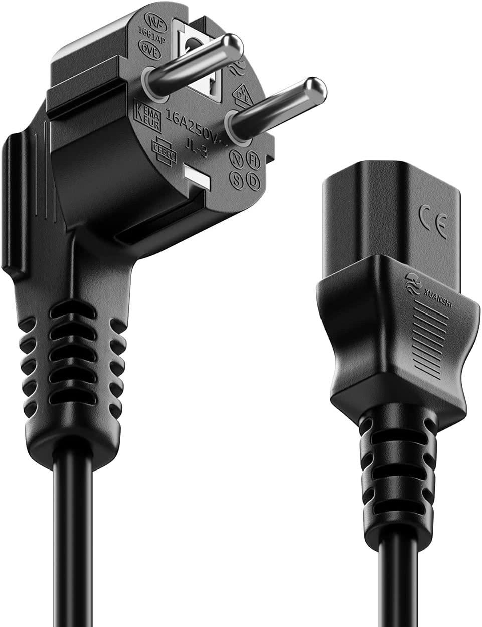 Cavo alimentazione C13 F a Schuko angolato 1,8m nero - immagine 2