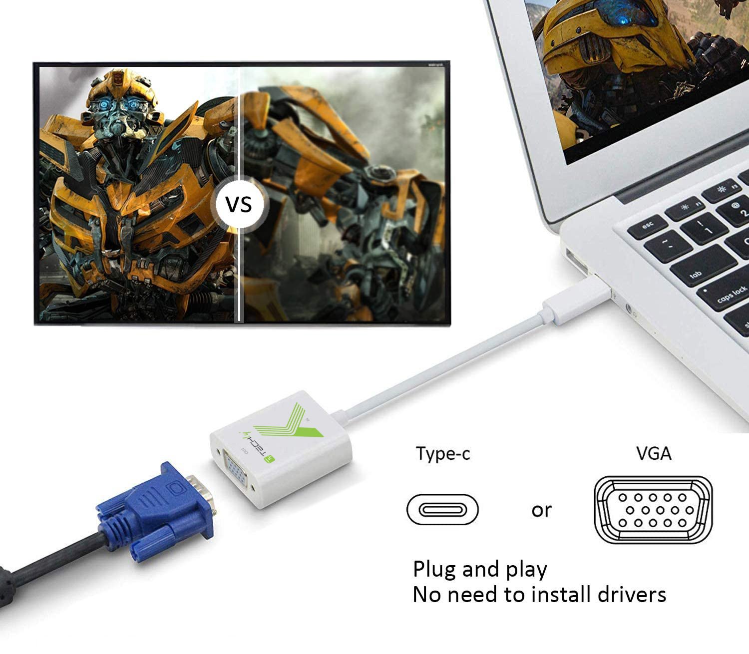 Cavo Convertitore Adattatore da USB-C™ M a VGA F - immagine 4
