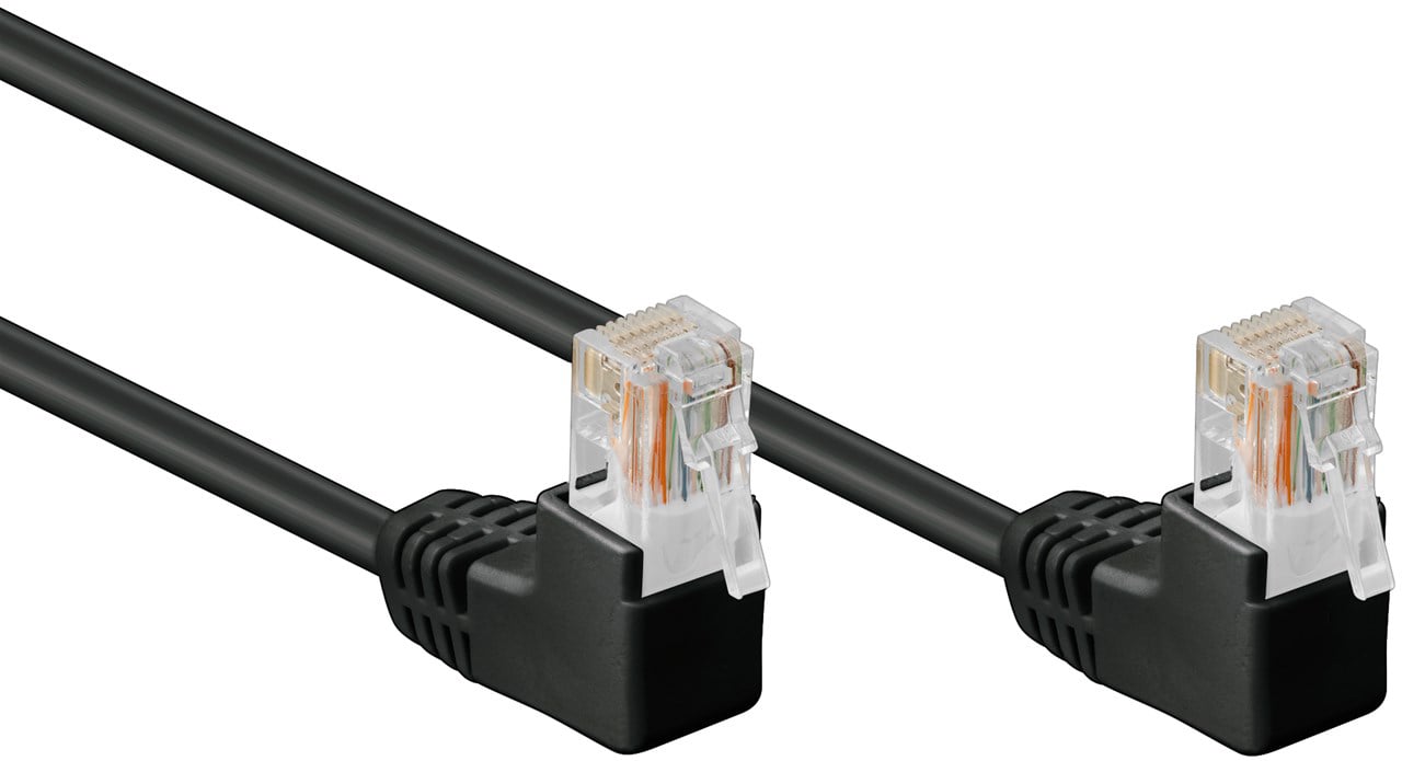 Cavo di rete Patch Angolato 90° CCA Cat. 5e Nero UTP 10 m - immagine 2