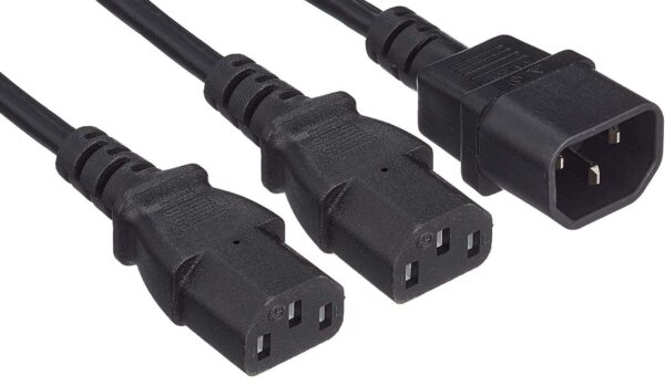 Cavo Prolunga di Alimentazione Sdoppiato 2 C13 F a 1 C14 M 1,8 m Nero - immagine 3