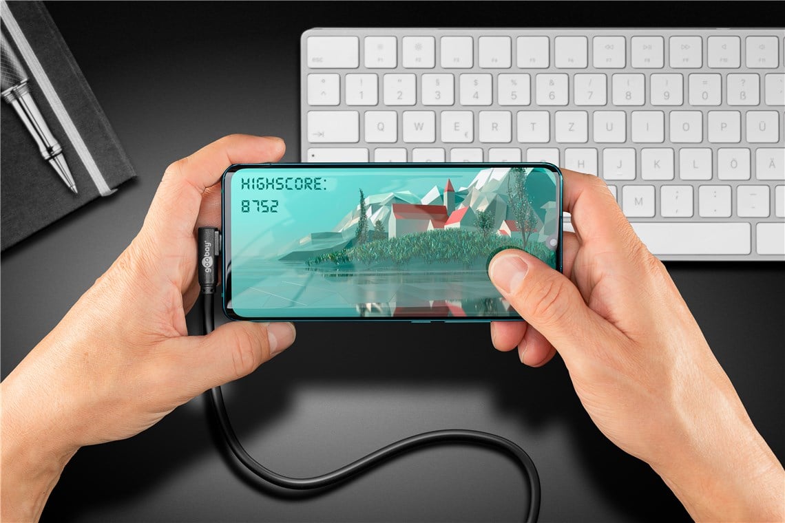 Cavo USB3.0 USB-C™ M 90° a USB tipo A M 0,5m Nero - immagine 3