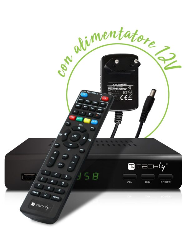 Decoder Ricevitore Digitale Terrestre DVB-T/T2 H.265 HEVC 10bit Metallo con Telecomando Universale 2 in 1 con Alimentatore 12V - immagine 4