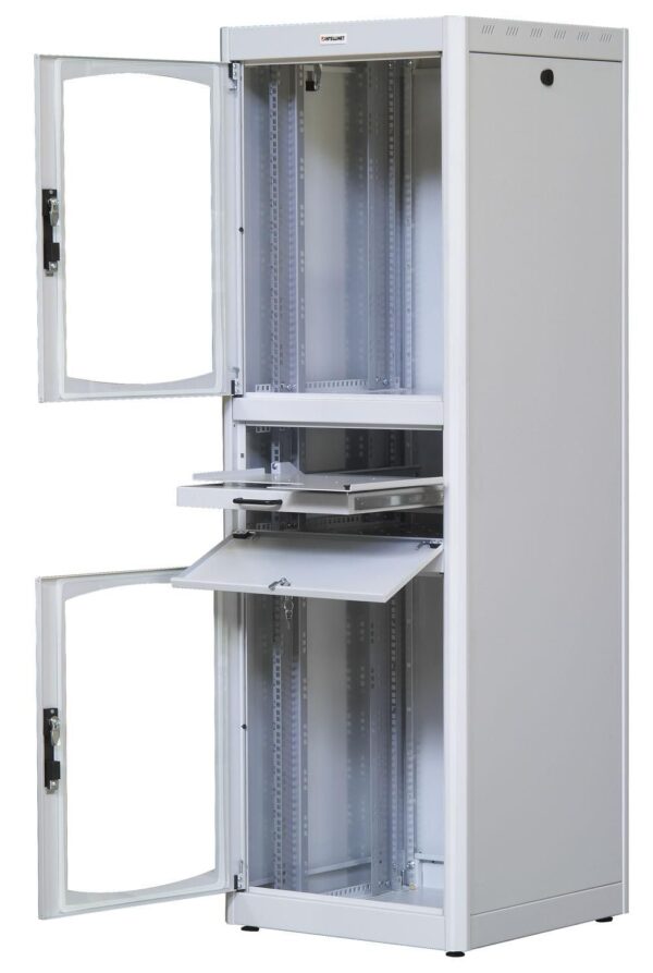 Armadio Rack 19'' 600x600 38U con Ripiano Tastiera Grigio - immagine 3
