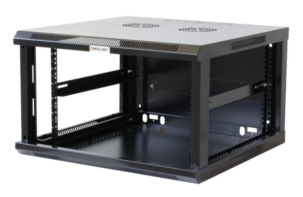 Armadio Rack 19'' a muro 6 unità sezione unica prof. 600mm Nero - immagine 3