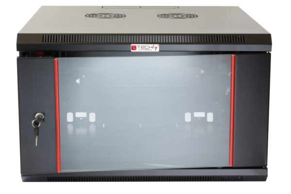 Armadio Rack 19'' a muro 12 unità sezione unica prof. 600mm Nero - immagine 2