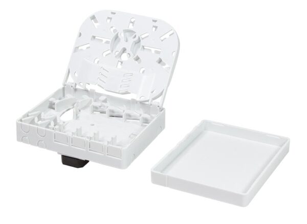 Scatola di connessione indoor FTTH per 4 fibre, 4 adattatori, per guida DIN - immagine 3