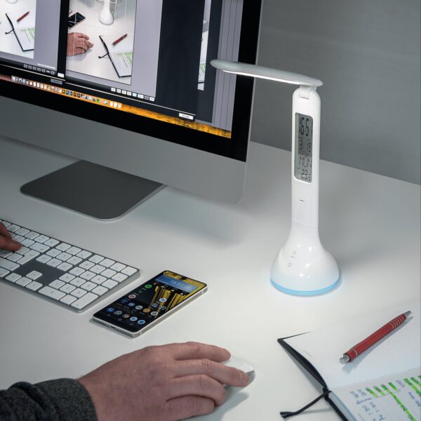 Lampada a LED da Tavolo Ricaricabile con Calendario e Orologio - immagine 3