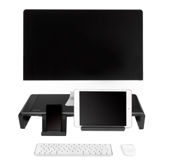 Supporto Monitor Smartphone Tablet Regolabile 420 - 520 mm Nero - immagine 3