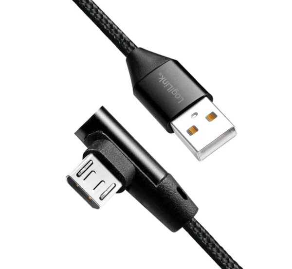 Cavo USB Micro-B Maschio Angolato/USB-A Maschio Dritto 0,3 metri Nero - immagine 2