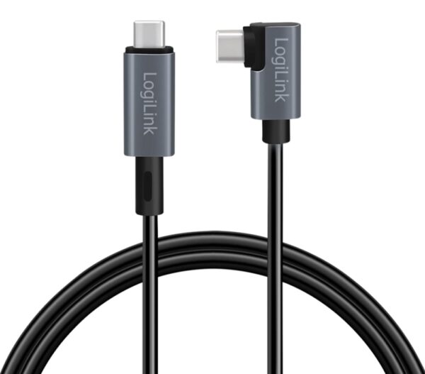 Cavo HighSpeed E-mark PD USB-C™ Maschio Angolato/USB-C™ Maschio Dritto 3 metri Nero - immagine 3
