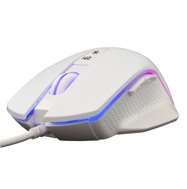 Mouse Ottico Gaming LED RGB con Cavo USB 6400 dpi Bianco, GARETH - immagine 3