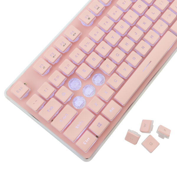 Tastiera Gaming USB 104 Tasti con Retroilluminazione LED Rosa - immagine 3